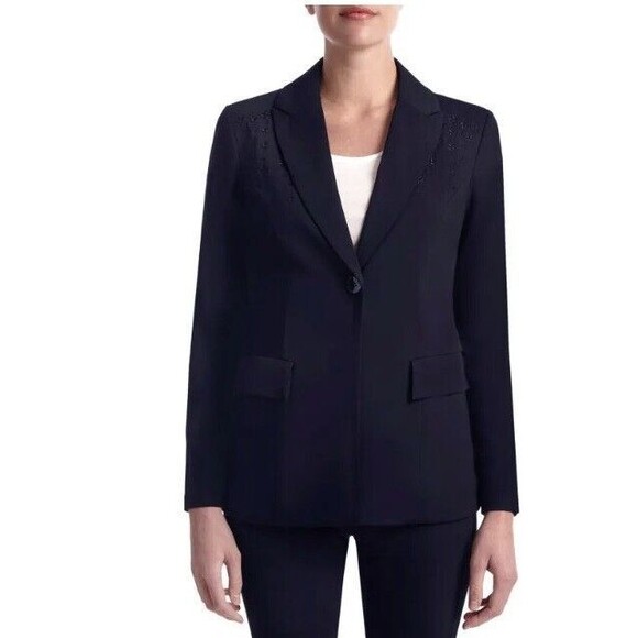 $340 CAPSULE 121 Women's Black Embroidered Star Blazer Jacket Size XL NWT